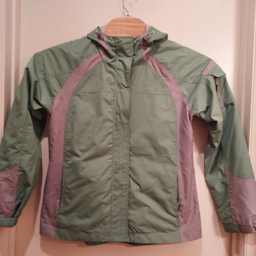 Free Country Ladies Large Green & Gray Lightweight Jacket with Hood